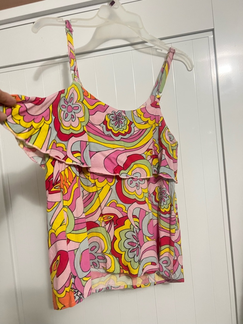 Women’s Pink Floral Ruffle Cami Top